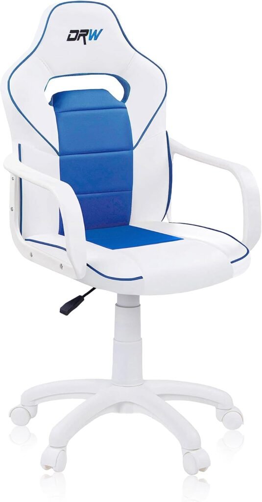 silla estudiante blanca y azul ergonomica